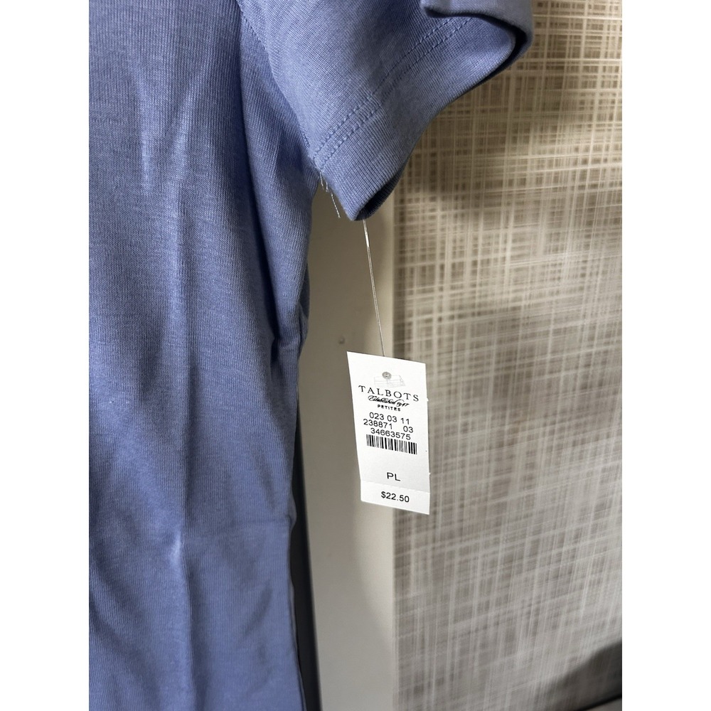 Talbots Light Blue Crew Neck Short Sleeve T-Shirt T Cotton Sz Large Petite New T - Picture 2 of 8